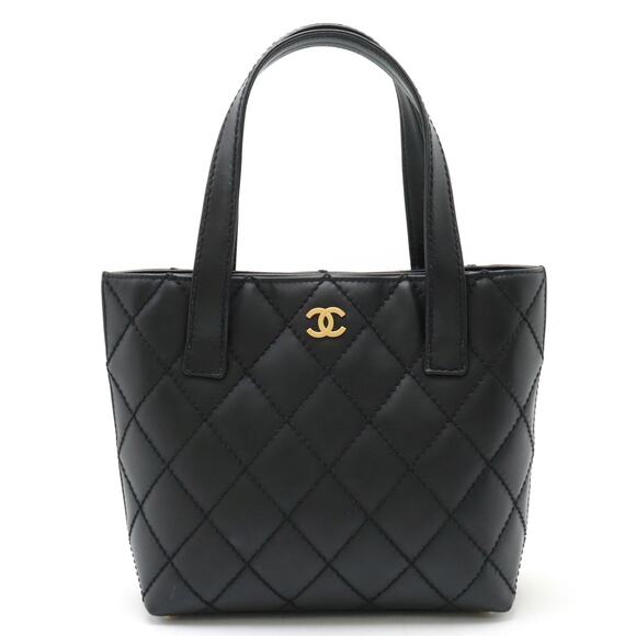 CHANEL Handbags - Authentic CHANEL CC Wild Stitch Vintage Quilted Shoulder Bag Tote Lambskin Black